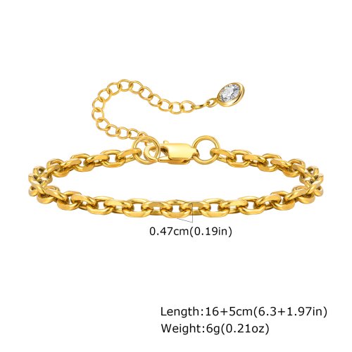 Imagen de Pulsera de Acero Inoxidable Antideslustre Chapada en Oro Apilable para Mujer, Pulsera Fina de Cadena Espiga, Joyería Impermeable, Regalo