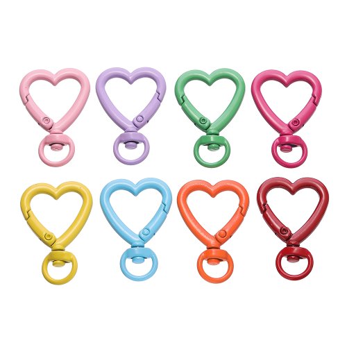 Afbeelding van 5 stks/partij 26x39mm Kleurrijke Hart Kreeft Sluitingen Metalen Schilderen Sleutelhanger Lente Sluitingen Voor DIY Sleutelhanger Sieraden Maken accessoires