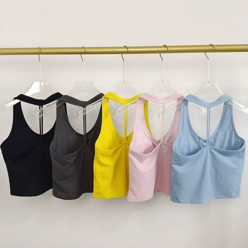 Imagen de Chaleco Deportivo de Yoga para Mujer con Cuello en V y Detalle Colgante en la Espalda, Ideal para Entrenamientos, Correr al Aire Libre y Actividades Veraniegas