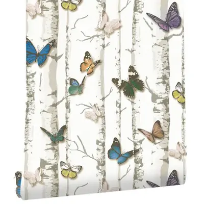 Image de Papier Peint 3D Forêt de Bouleaux Auto-Adhésif