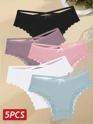 Image de Lot de 5 Culottes Brésiliennes Dentelle - Confort & Élégance