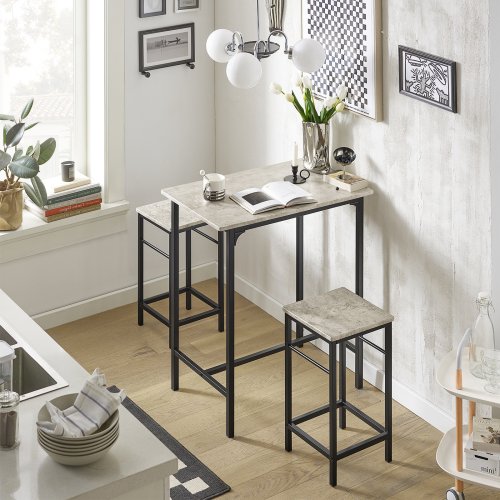 Image de Ensemble Table de Bar + 2 Chaises - Design Moderne