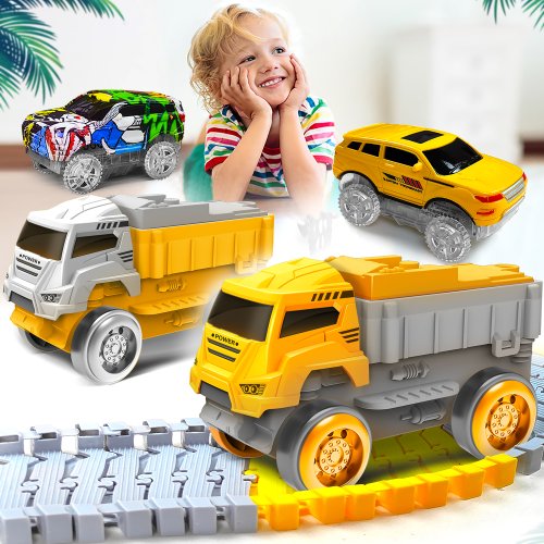 Bild von Magisches flexibles Gleisauto-Spielzeug mit Glow-Rennstrecke – Elektronisches Auto für Kinder, Eisenbahnmaschine als Geschenk für Jungen ab 3 Jahren