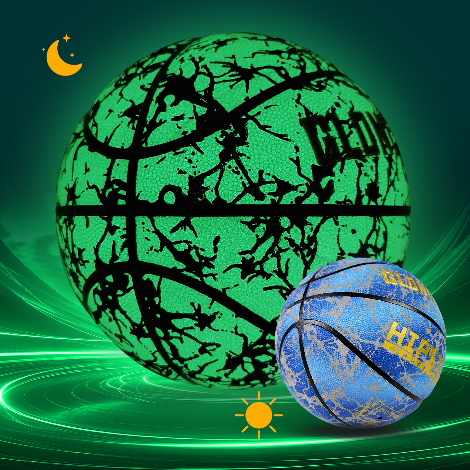 Immagine di Palla da basket luminosa in pelle luminosa resistente all'usura dimensioni 5/6/7-27.5/28.5/29.5 '' p...