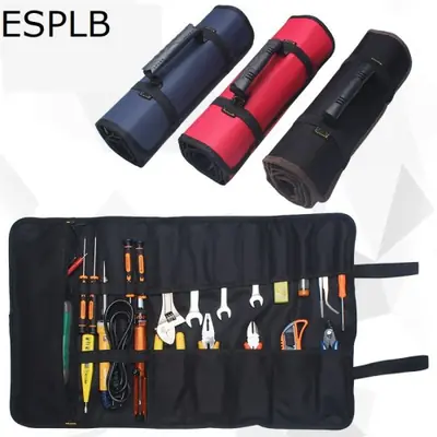 Image de Sac à Outils Enroulable 22 Poches - Idéal pour Électriciens & Mécaniciens