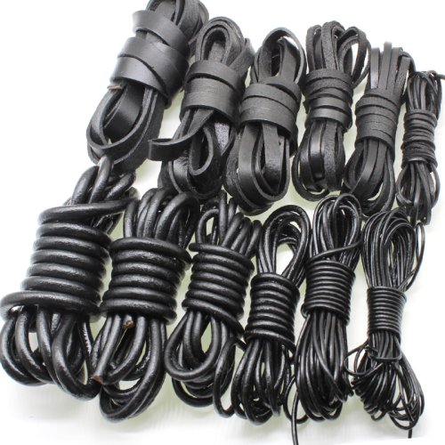 Imagen de Cordón de Cuero Auténtico Negro para Joyería - 2m