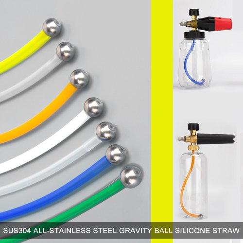 Immagine di Kit Accessori per Lavaggio Auto con Filtro in Acciaio Inossidabile, Cannone a Schiuma e Riempitore per Lancia da Neve con Tubo in Plastica