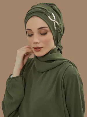 Image de Turbans Hijab Femme - Écharpe Instantanée avec Boucle Métallique