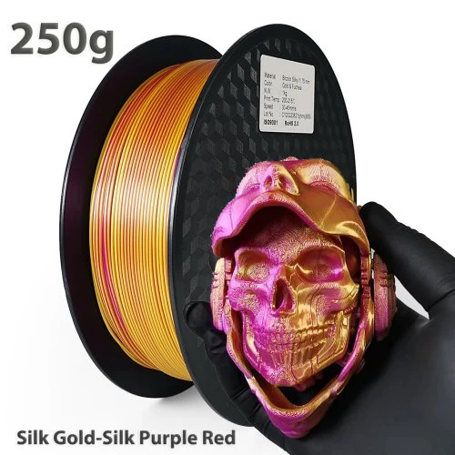 Seta oro viola rosso