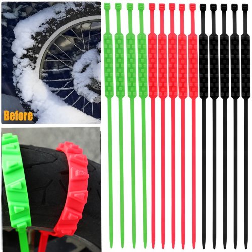 Immagine di Catene Antiscivolo per Auto e Moto – Fascette per Pneumatici in Inverno, Soluzione Anti-Scivolamento per Neve e Ghiaccio