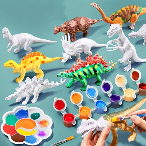 Zdjęcie 6/8 szt. DIY Malowane Graffiti Dinozaury Białe Modelki Zwierząt Edukacyjne Zabawki dla Dzieci do Samodzielnego Malowania Kolorowe Dinozaury