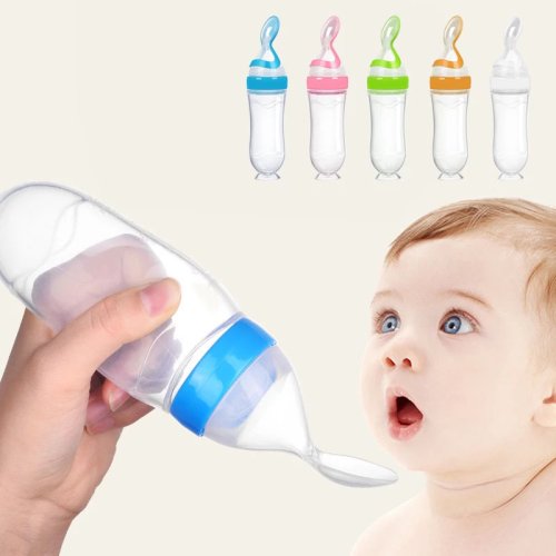 Immagine di Cucchiaio per Allattamento in Silicone Naturale – Integratore Alimentare per Bambini con Bottiglia per Pasta di Riso e Accessori per Neonati