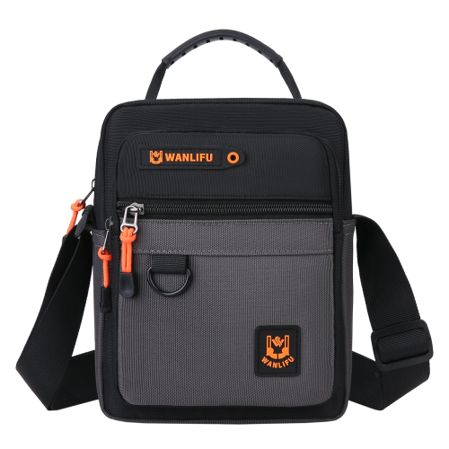 Image of Stylish Waterproof Oxford Men's Crossbody Bag – Lightweight Casual Messenger Bag in Black Nylon for Everyday Use