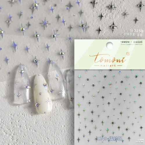 Immagine di 1 pezzo 5D adesivi per unghie argento adesivi per nail art mini stella in metallo decalcomanie squis...