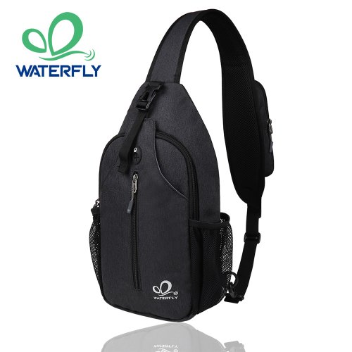 Imagen de WATERFLY Sling Bag Paquete de pecho hombro bandolera Sling mochila para mujeres hombres viaje senderismo pecho bolsa mochila