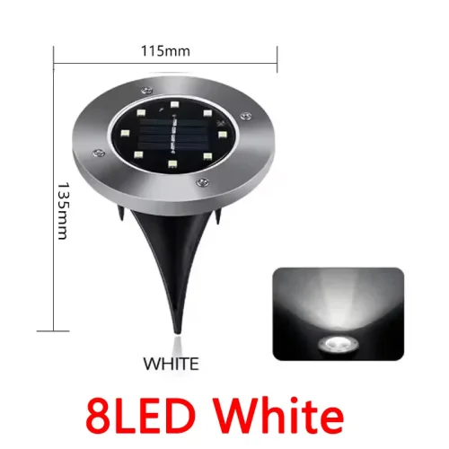 Immagine di 1/4/8 pezzi luci solari per esterni 8/20 LED disco lampada sotterranea faretto luce solare interrata...