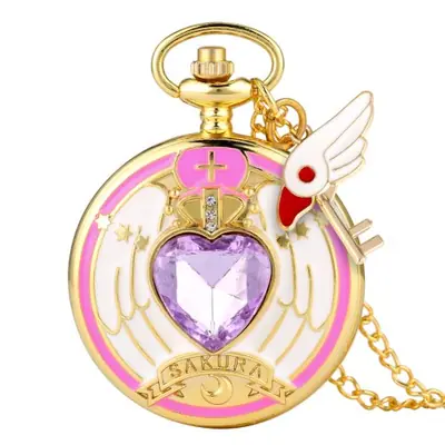 Image de Montre de Poche Cœur dorée - Style Steampunk & Cardcaptor Sakura