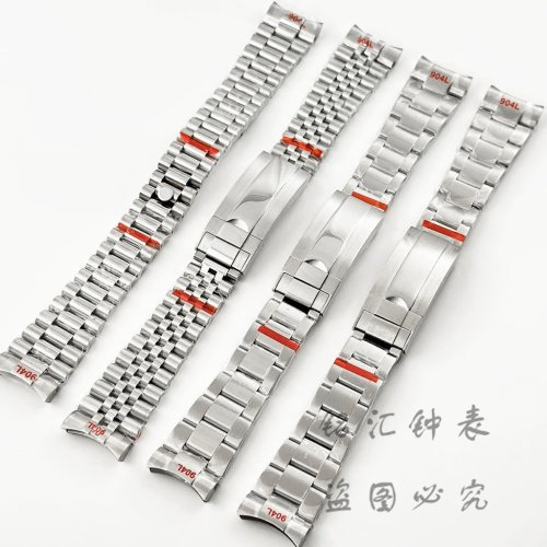 Bild von 20 mm breites silbernes Präsidenten-Armband aus massivem 904L Edelstahl mit Glide Lock Verschluss – perfekt für Submariner Log NH34 und NH35 Uhrengehäuse