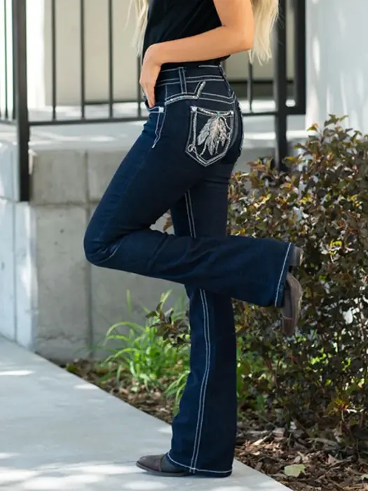 Image de Jeans Femme Slim Fit Décontracté Automne-Hiver 2024