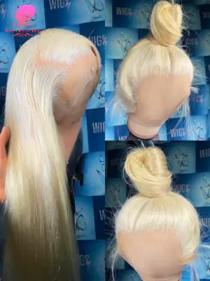 Image de Perruque frontale dentelle 360 cheveux humains blond 613