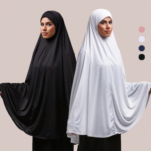 Image of Elegant Full-Cover Muslim Abaya with Inner Hijab – Premium Cotton Hemp Long Shawl for Ramadan Prayer and Daily Wear