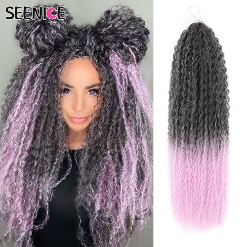 Bild von Afro-Style Zöpfe mit Ombre-Rot – Synthetisches Häkelhaar für Frauen