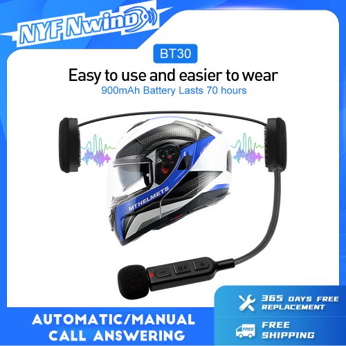 Afbeelding van Bluetooth 5.3 Motorhelm Hoofdtelefoon met Stereo Geluid en Handsfree Bellen - Universele Motorfiets Headset met 900mAh Batterij