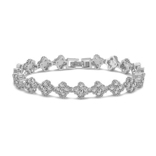 Immagine di HECHENG, set di gioielli con bracciale e collana di fiori placcati in oro 18 carati in ottone AAAAA, per regalo di Natale per donne e migliori amiche
