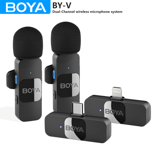 Afbeelding van Boya BY-V Draadloze Lavalier Revers Microfoon Voor Iphone Android Mobiele Telefoon Pc Computer Laptop Youtube Opname Streaming Vlog