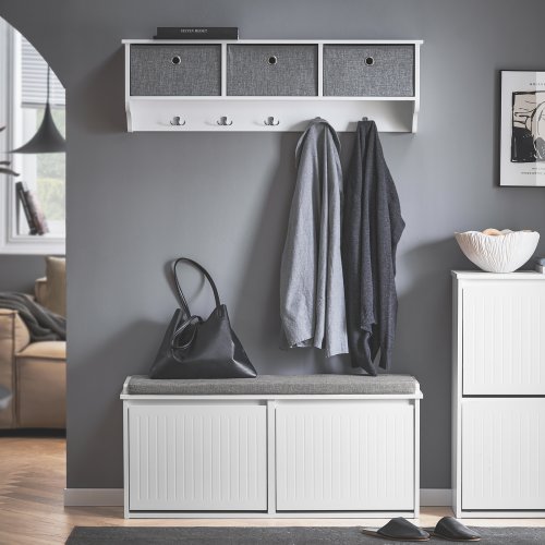 Imagen de SoBuy FSR98-XL Camión volquete de zapatos Mueble para zapatos con 2 aletas Banco para zapatos con cojín para asiento Cómoda para zapatos Banco BHT aproximadamente 100x46x26cm