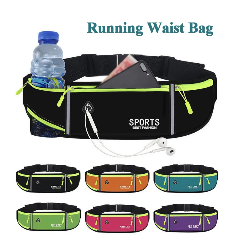 Imagen de Riñonera para correr, bolsa para correr para maratón, botella de agua, riñonera para cadera, impermeable, para deportes al aire libre, trotar, ciclismo, bolsas de cintura para teléfono