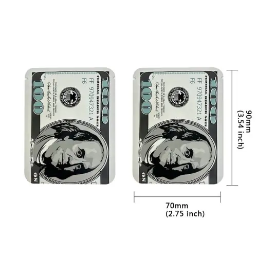 Image de Sacs Mylar Anti-Odeur 1g-3.5g - Motif Dollar, Zippés
