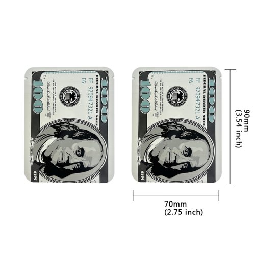 Image de Sacs Mylar Dollar - 100 pcs Anti-Odeur pour Tabac