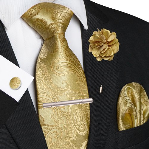 Bild von Elegantes Herren-Krawatten-Set mit Paisley-Muster – Perfekt für Hochzeit & Party