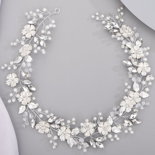 Image of Elegant Pearl Bridal Hair Accessories with Floral Headbands – Trendy Wedding Hair Jewelry for Brides and Bridesmaids