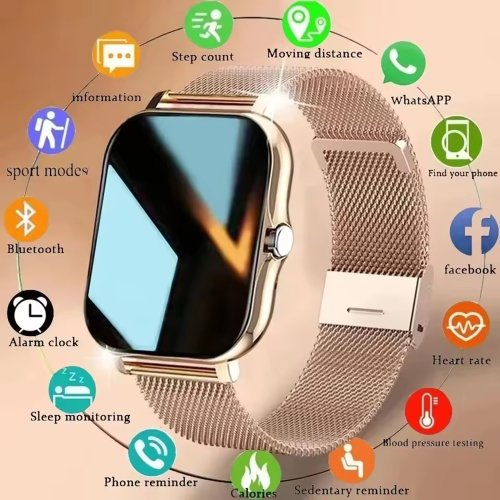 Imagen de Reloj Inteligente con Pantalla HD de 1.83 Pulgadas, Bluetooth, Llamadas, Monitor de Ritmo Cardíaco y Oxígeno en Sangre, Reloj Deportivo para Hombres y Mujeres, Ideal como Regalo de Vacaciones