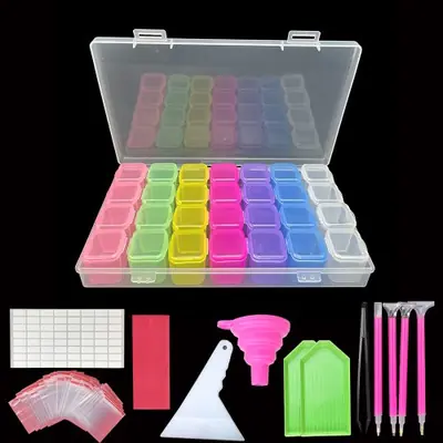 Image de Boîte de Rangement pour Peinture Diamant - 28 Grilles