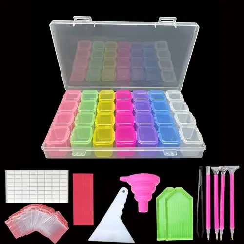 Image de Boîte de Rangement pour Peinture Diamant - 28 Grilles