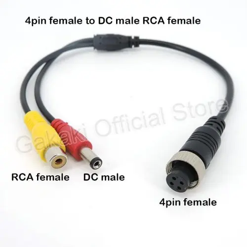 Image de Adaptateur M12 4 broches vers BNC pour caméra CCTV