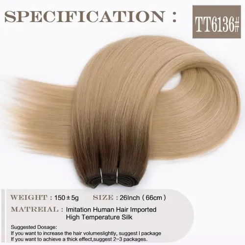 Image de Extensions Cheveux Synthétiques Yaki Lisses 26" - 150g