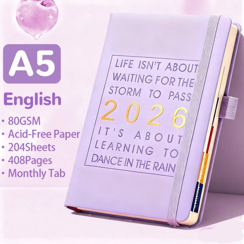 Immagine di Agenda 2026 Agenda A5 con copertina in pelle PU, programma giornaliero settimanale mensile, quaderni e diari per organizer aziendale da 412 pagine