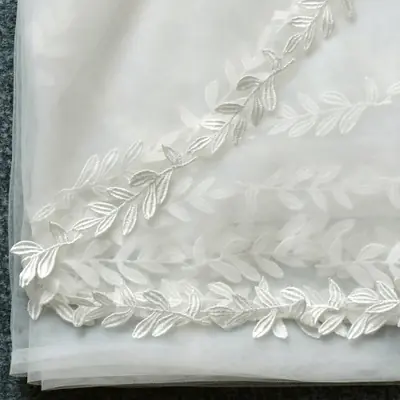 Image de Voile de mariée blanc ivoire 3m avec bordure dentelle festonnée