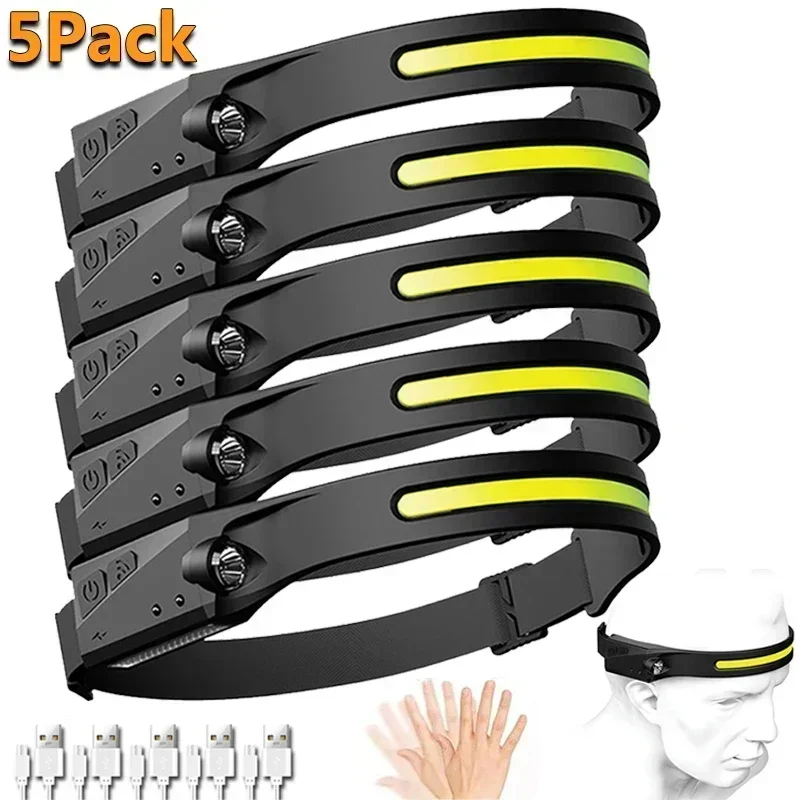 Image de Lampe Frontale LED Rechargeable avec Capteur et 5 Modes