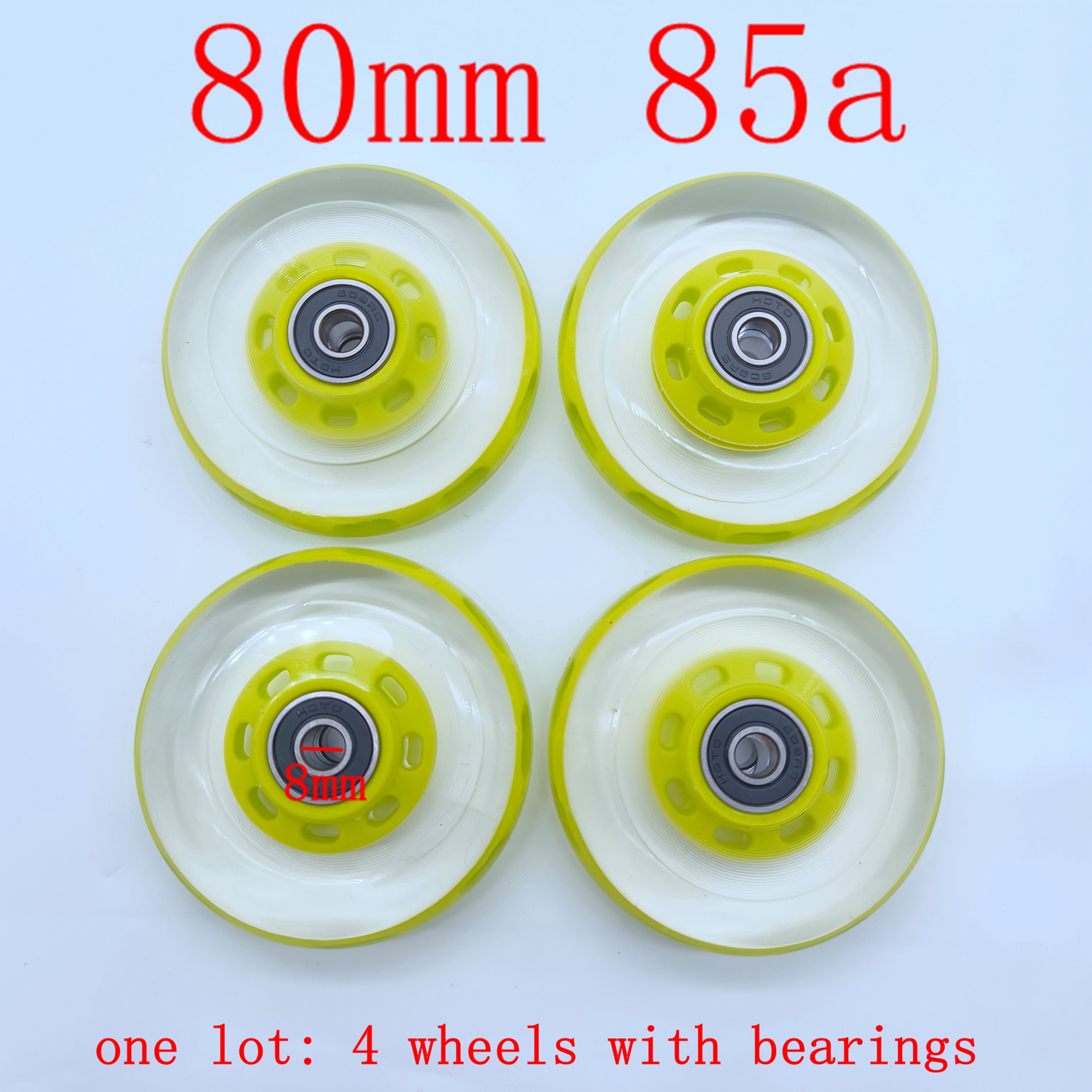 Inline Skate Wielen - PU Materiaal 72mm, 76mm & 80mm - 4 Wielen Set