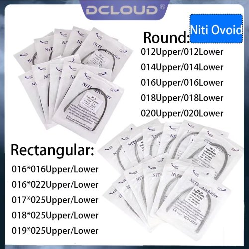 Immagine di Fili Ortodontici Super Elastici in Acciaio Inox - 100 Pezzi, 10 Confezioni, Forme Ovoide, Rotonda e Rettangolare per Trattamenti Dentari Professionali