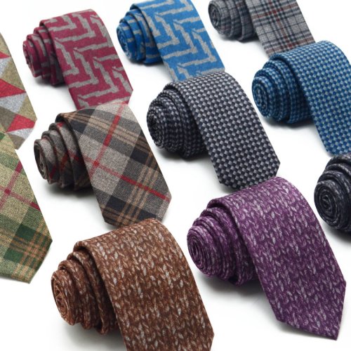 Image of Men's Classic Cotton Plaid Necktie – Stylish Narrow Slim Skinny Tie for Formal Wear & Casual Outfits
