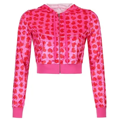 Image de Sweat à Capuche Rose Y2K pour Femme - Style Années 90