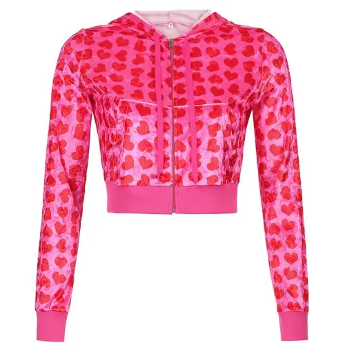 Image de Sweat à Capuche Rose Y2K pour Femme - Style Années 90