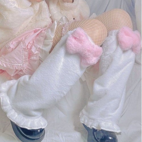 Immagine di Scaldamuscoli Kawaii in Peluche con Fiocco Harajuku