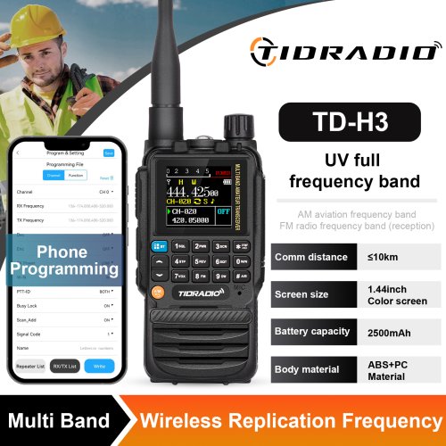 Imagen de TIDRADIO TD-H3 Walkie Talkie teléfono programación inalámbrica banda aérea Ham de largo alcance Radio bidireccional USB tipo C programación y carga